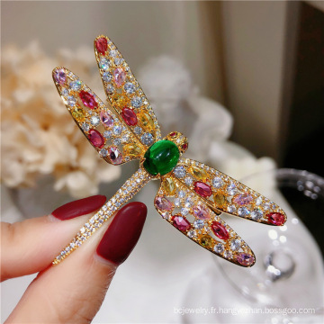Shangjie oem broche femme femelles de luxe broches zircon cristal broches chalcédoine pull foulard broches libellule